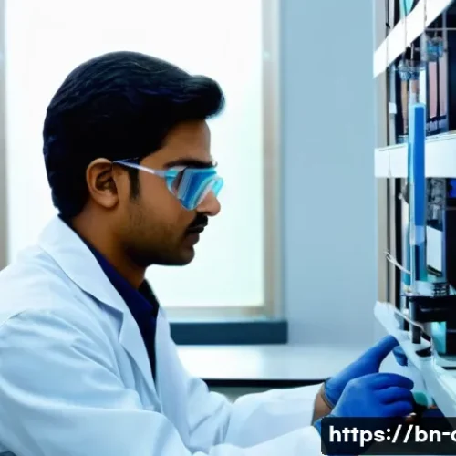 임상병리사 실습 성공 비결 - A detailed clinical laboratory scene showing a young Bengali male lab technician wearing a lab coat,...