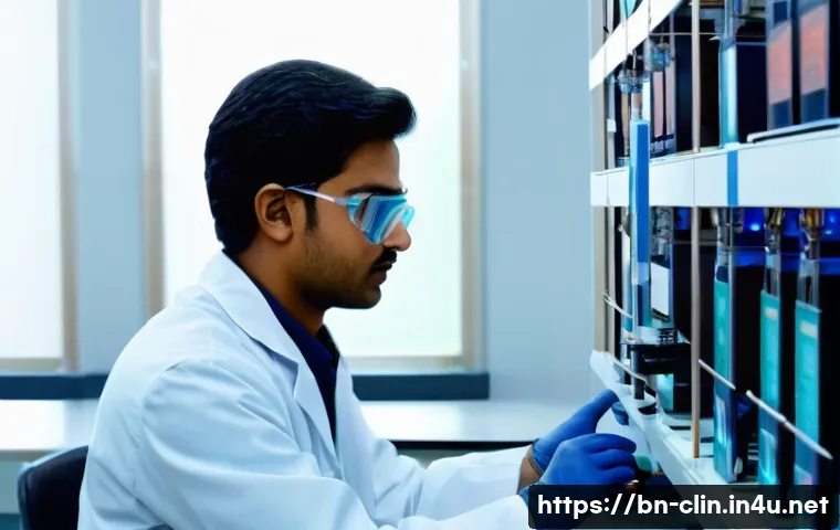 임상병리사 실습 성공 비결 - A detailed clinical laboratory scene showing a young Bengali male lab technician wearing a lab coat,...